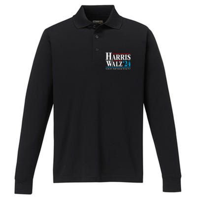 Kamala Harris Tim Walz Waltz 2024 Vice President Election Gift Performance Long Sleeve Polo