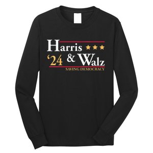 Kamala Harris Tim Walz Saving Democracy Election Campaign Long Sleeve Shirt