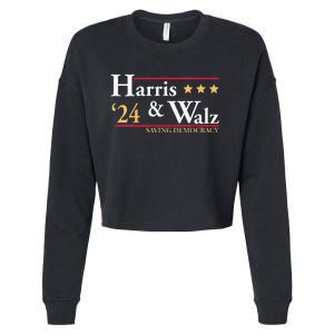 Kamala Harris Tim Walz Saving Democracy Election Campaign Cropped Pullover Crew