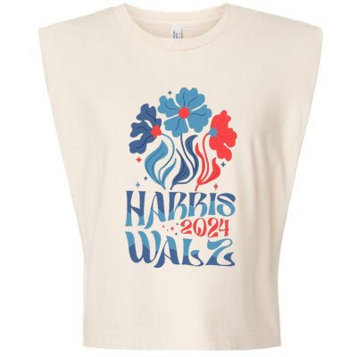 Kamala Harris Tim Walz 2024 Boho Aesthetic Harris Waltz 2024 Garment-Dyed Women's Muscle Tee