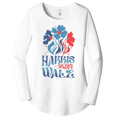 Kamala Harris Tim Walz 2024 Boho Aesthetic Harris Waltz 2024 Women's Perfect Tri Tunic Long Sleeve Shirt