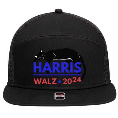 Kamala Harris Tim Walz Harris Waltz 2024 Harris Cat 7 Panel Mesh Trucker Snapback Hat