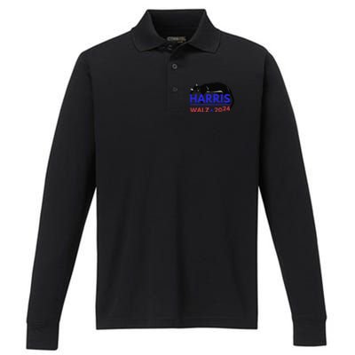 Kamala Harris Tim Walz Harris Waltz 2024 Harris Cat Performance Long Sleeve Polo