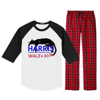 Kamala Harris Tim Walz Harris Waltz 2024 Harris Cat Raglan Sleeve Pajama Set