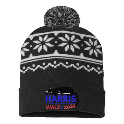 Kamala Harris Tim Walz Harris Waltz 2024 Harris Cat USA-Made Snowflake Beanie