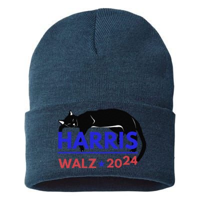 Kamala Harris Tim Walz Harris Waltz 2024 Harris Cat Sustainable Knit Beanie