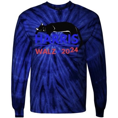 Kamala Harris Tim Walz Harris Waltz 2024 Harris Cat Tie-Dye Long Sleeve Shirt