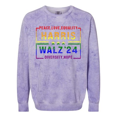 Kamala Harris Tim Walz 2024 Peace Lgbt Harris Walz Waltz Colorblast Crewneck Sweatshirt