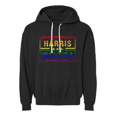 Kamala Harris Tim Walz 2024 Peace Lgbt Harris Walz Waltz Garment-Dyed Fleece Hoodie