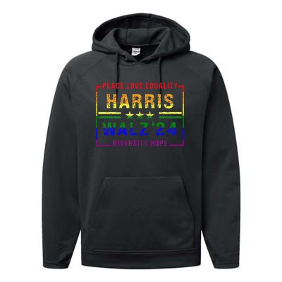 Kamala Harris Tim Walz 2024 Peace Lgbt Harris Walz Waltz Performance Fleece Hoodie