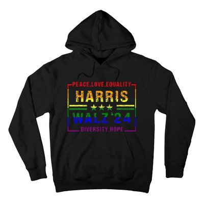 Kamala Harris Tim Walz 2024 Peace Lgbt Harris Walz Waltz Hoodie