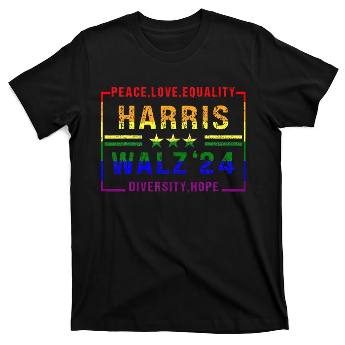 Kamala Harris Tim Walz 2024 Peace Lgbt Harris Walz Waltz T-Shirt