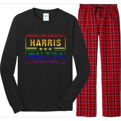 Kamala Harris Tim Walz 2024 Peace Lgbt Harris Walz Waltz Long Sleeve Pajama Set