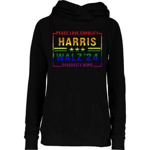 Kamala Harris Tim Walz 2024 Peace Lgbt Harris Walz Waltz Womens Funnel Neck Pullover Hood