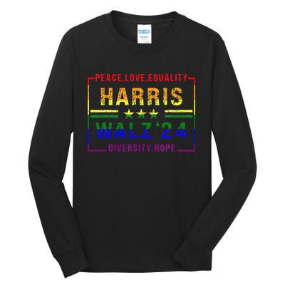 Kamala Harris Tim Walz 2024 Peace Lgbt Harris Walz Waltz Tall Long Sleeve T-Shirt