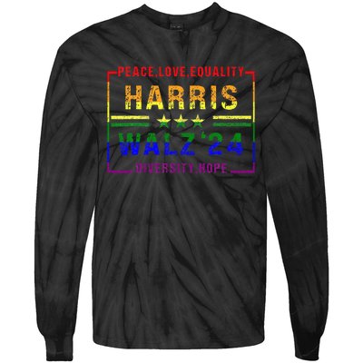 Kamala Harris Tim Walz 2024 Peace Lgbt Harris Walz Waltz Tie-Dye Long Sleeve Shirt