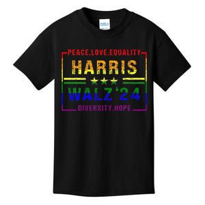 Kamala Harris Tim Walz 2024 Peace Lgbt Harris Walz Waltz Kids T-Shirt