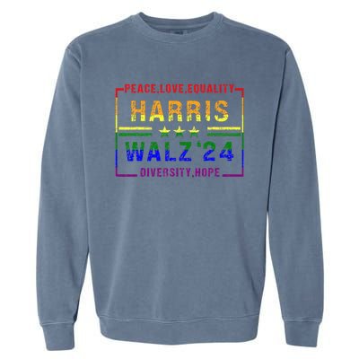 Kamala Harris Tim Walz 2024 Peace Lgbt Harris Walz Waltz Garment-Dyed Sweatshirt