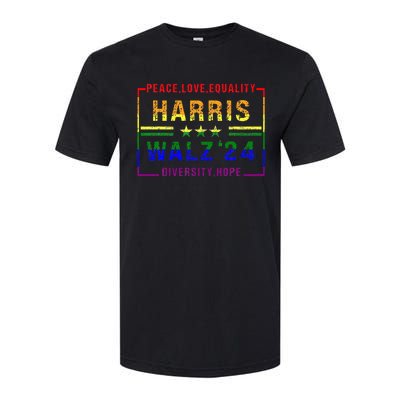 Kamala Harris Tim Walz 2024 Peace Lgbt Harris Walz Waltz Softstyle CVC T-Shirt