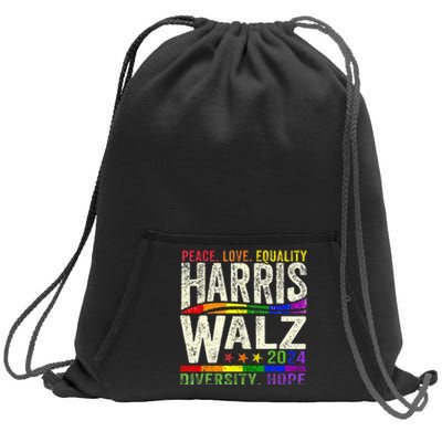 Kamala Harris Tim Walz 2024 Peace Lgbt Harris Walz Sweatshirt Cinch Pack Bag