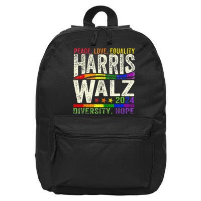 Kamala Harris Tim Walz 2024 Peace Lgbt Harris Walz 16 in Basic Backpack