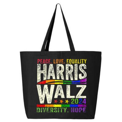 Kamala Harris Tim Walz 2024 Peace Lgbt Harris Walz 25L Jumbo Tote