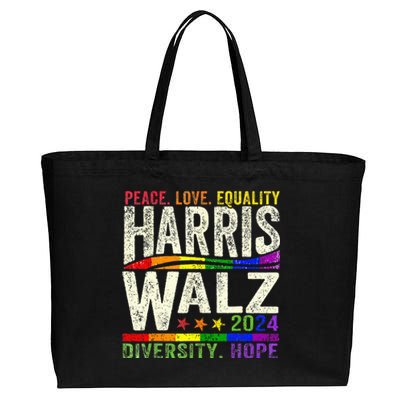 Kamala Harris Tim Walz 2024 Peace Lgbt Harris Walz Cotton Canvas Jumbo Tote