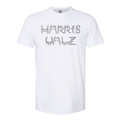 Kamala Harris Tim Walz Waltz Cat Letter Font Design 2024 Softstyle CVC T-Shirt