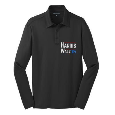 Kamala Harris Tim Walz Waltz Election 2024 Silk Touch Performance Long Sleeve Polo