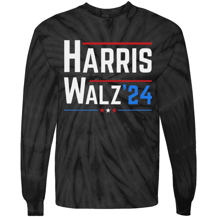 Kamala Harris Tim Walz Waltz Election 2024 Tie-Dye Long Sleeve Shirt