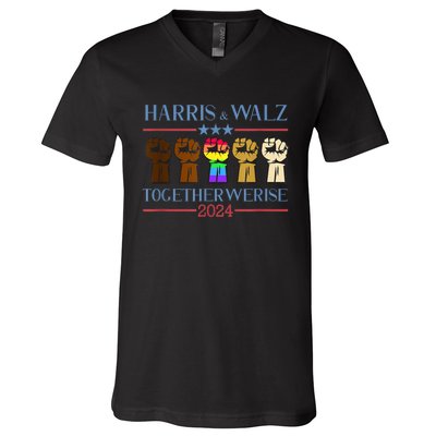 Kamala Harris Tim Walz 2024 Election Lgbt Harris Walz Waltz V-Neck T-Shirt