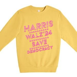 Kamala Harris Tim Walz 2024 Election Harris Waltz Save Demo Cracy Premium Crewneck Sweatshirt