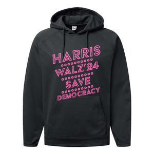 Kamala Harris Tim Walz 2024 Election Harris Waltz Save Demo Cracy Performance Fleece Hoodie