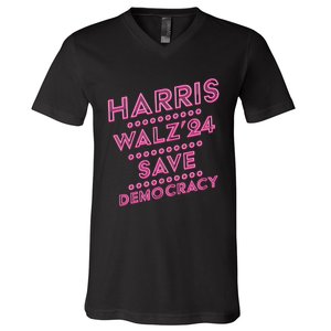 Kamala Harris Tim Walz 2024 Election Harris Waltz Save Demo Cracy V-Neck T-Shirt