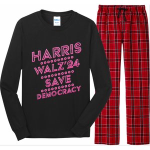 Kamala Harris Tim Walz 2024 Election Harris Waltz Save Demo Cracy Long Sleeve Pajama Set