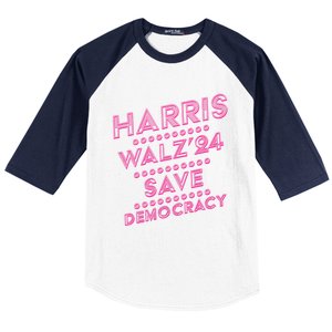 Kamala Harris Tim Walz 2024 Election Harris Waltz Save Demo Cracy Baseball Sleeve Shirt