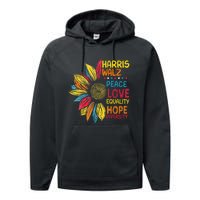 Kamala Harris Tim Walz 2024 Peace Lgbt Harris Walz Waltz Performance Fleece Hoodie