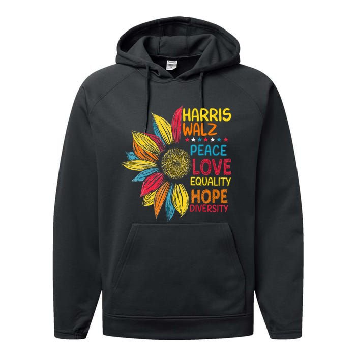 Kamala Harris Tim Walz 2024 Peace Lgbt Harris Walz Waltz Performance Fleece Hoodie