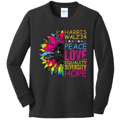 Kamala Harris Tim Walz 2024 Peace Lgbt Harris Walz Waltz Kids Long Sleeve Shirt