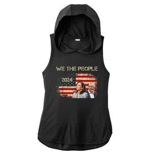 Kamala Harris Tim Waltz 2024 We The People American Flag Ladies PosiCharge Tri-Blend Wicking Draft Hoodie Tank