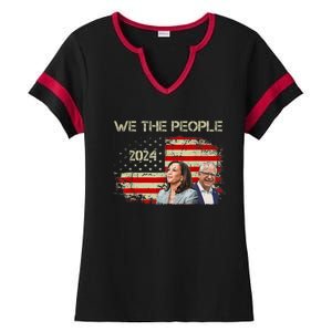 Kamala Harris Tim Waltz 2024 We The People American Flag Ladies Halftime Notch Neck Tee