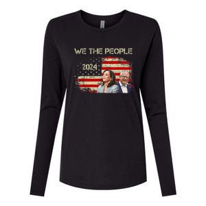 Kamala Harris Tim Waltz 2024 We The People American Flag Womens Cotton Relaxed Long Sleeve T-Shirt