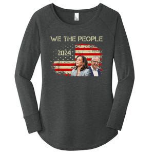 Kamala Harris Tim Waltz 2024 We The People American Flag Women's Perfect Tri Tunic Long Sleeve Shirt