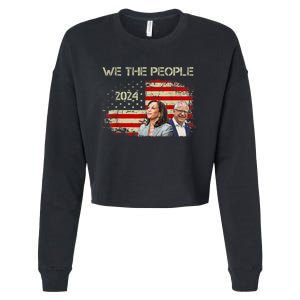 Kamala Harris Tim Waltz 2024 We The People American Flag Cropped Pullover Crew