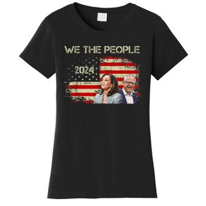 Kamala Harris Tim Waltz 2024 We The People American Flag Women's T-Shirt