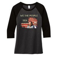 Kamala Harris Tim Waltz 2024 We The People American Flag Women's Tri-Blend 3/4-Sleeve Raglan Shirt