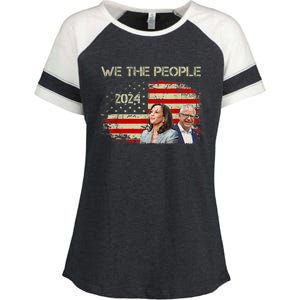 Kamala Harris Tim Waltz 2024 We The People American Flag Enza Ladies Jersey Colorblock Tee