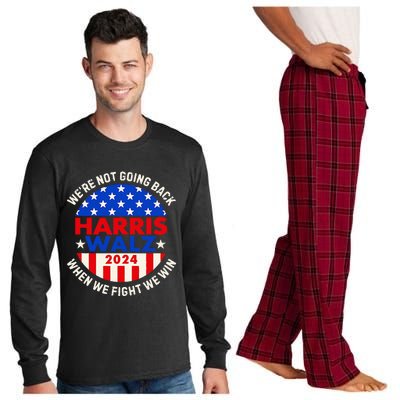 Kamala Harris Tim Walz 2024 When We Fight We Win Long Sleeve Pajama Set