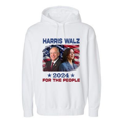 Kamala Harris Tim Walz Waltz 2024 For The People Garment-Dyed Fleece Hoodie