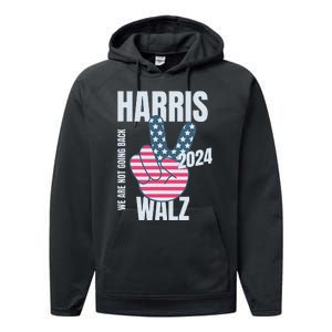 Kamala Harris Tim Walz 2024 Vote Election Peace Sign Flag Performance Fleece Hoodie